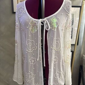 Nasty Gal White Sheer Sequin Cardigan